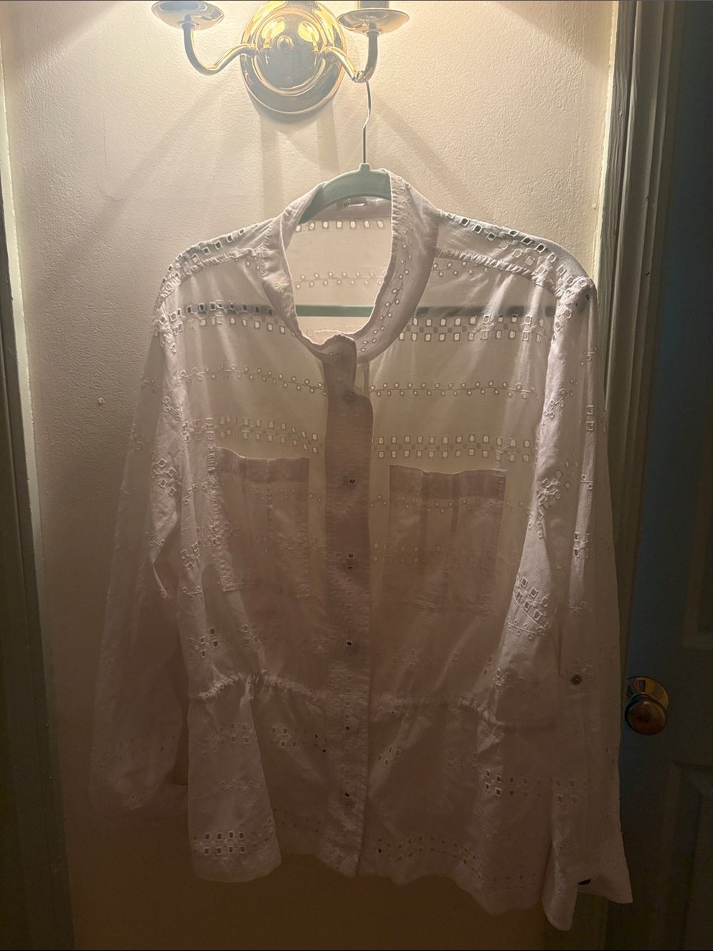 Westport White Eyelet Button-Front Jacket Shirt